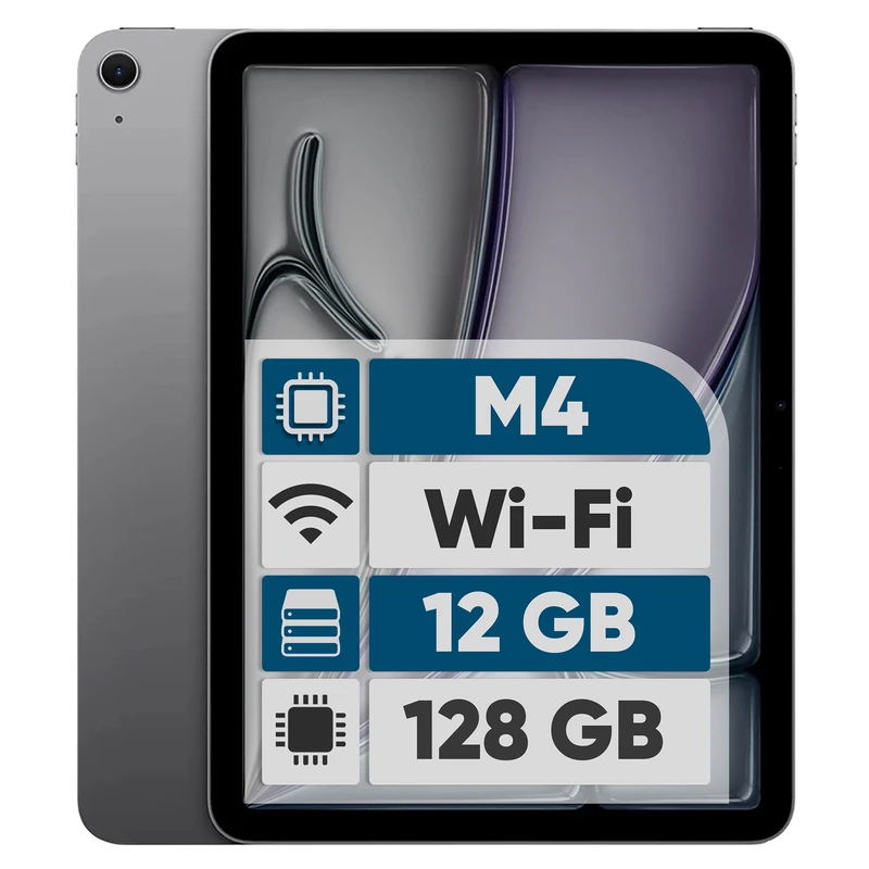 تبلت 11 اینچ اپل مدل iPad Air 2026 M4 Wi-Fi ظرفیت 128 گیگابایت و رم 12 گیگابایت، رزولوشن دوربین اصلی ۱۲ مگاپیکسل، پشتیبانی از قلم و کیبورد  شرکتی پک بزرگ