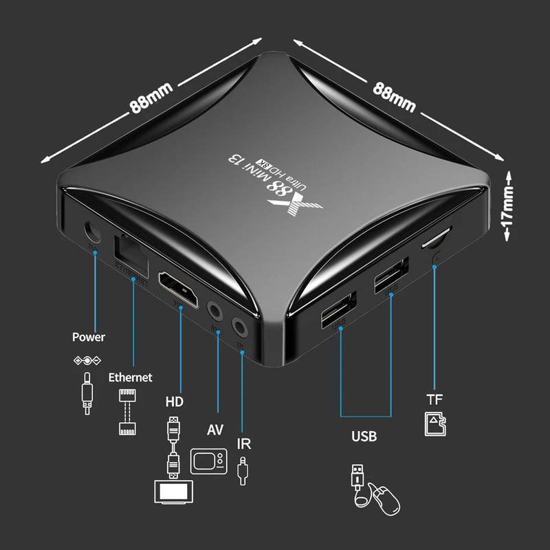 اندروید باکس android box x88 mini 13 64/4