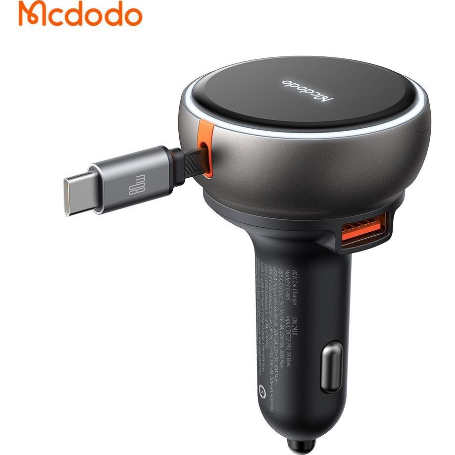 فندکی 3 پورت 80w با کابل متصل تایپ سی MCDODO CC-4850 گارانتی شرکتی